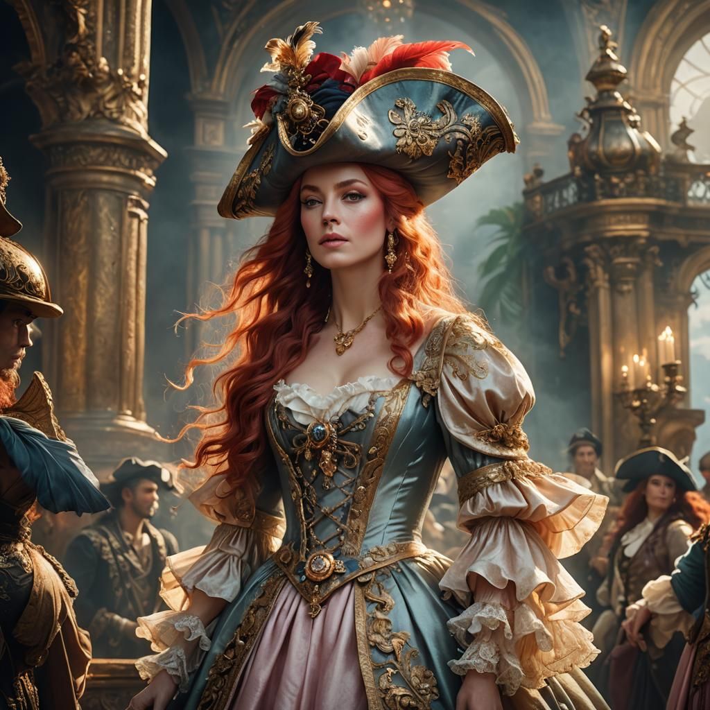 Female Pirate in Rococo Fantasy Style