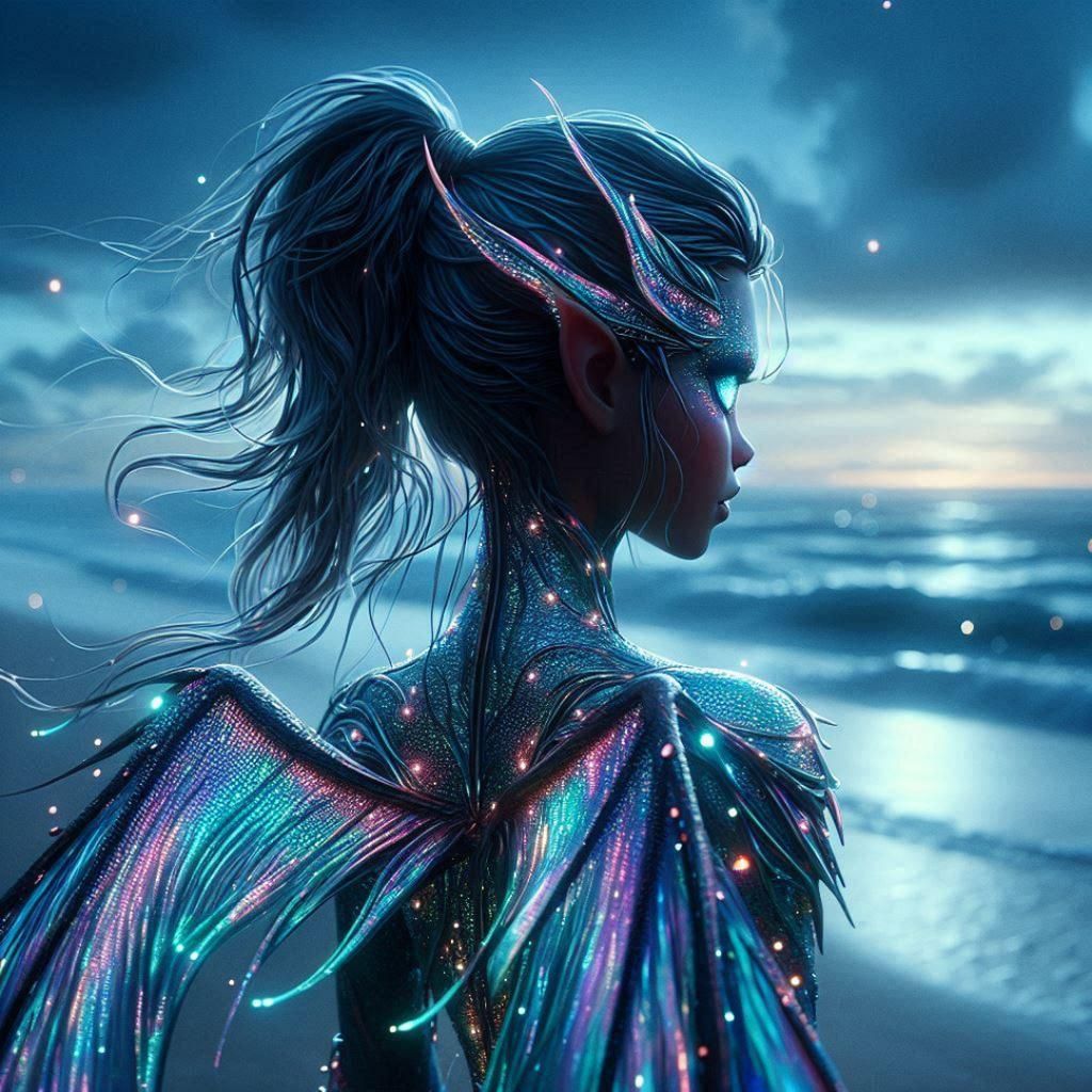 Bioluminescent Fairy Godmother on Magical Beach