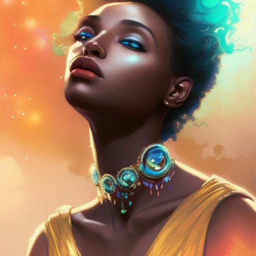 Beautiful Black Princess with Diamond Jewelry