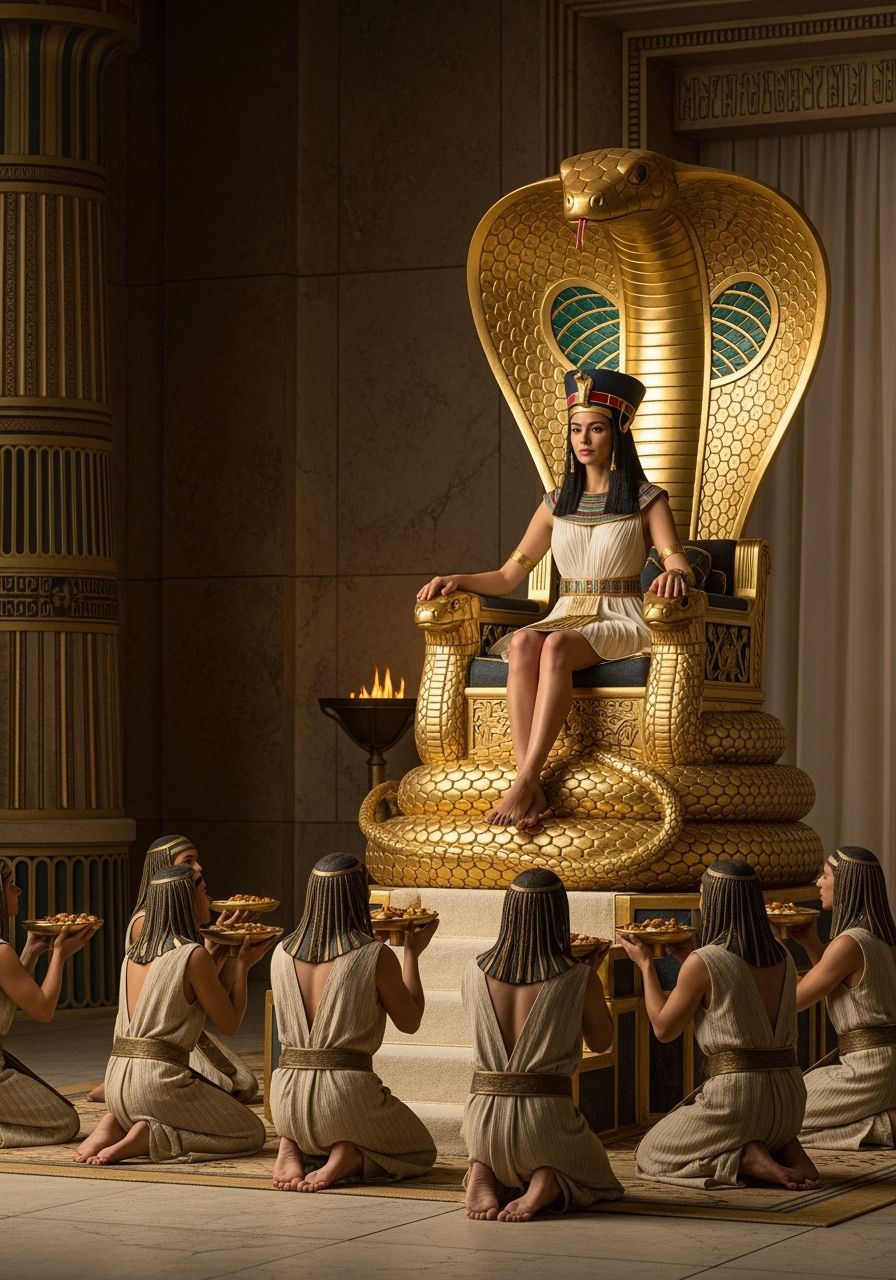 Queen of Egypt on Gold Cobra Throne