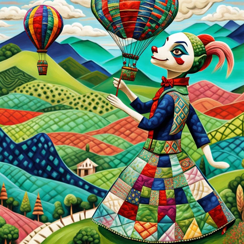 Harley Quinn in Cubist Fauvist Psychedelic Art