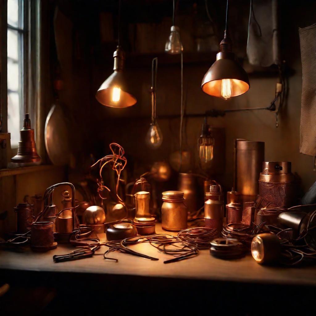 Whimsical Still Life: Unconventional Lamps in Golden Light