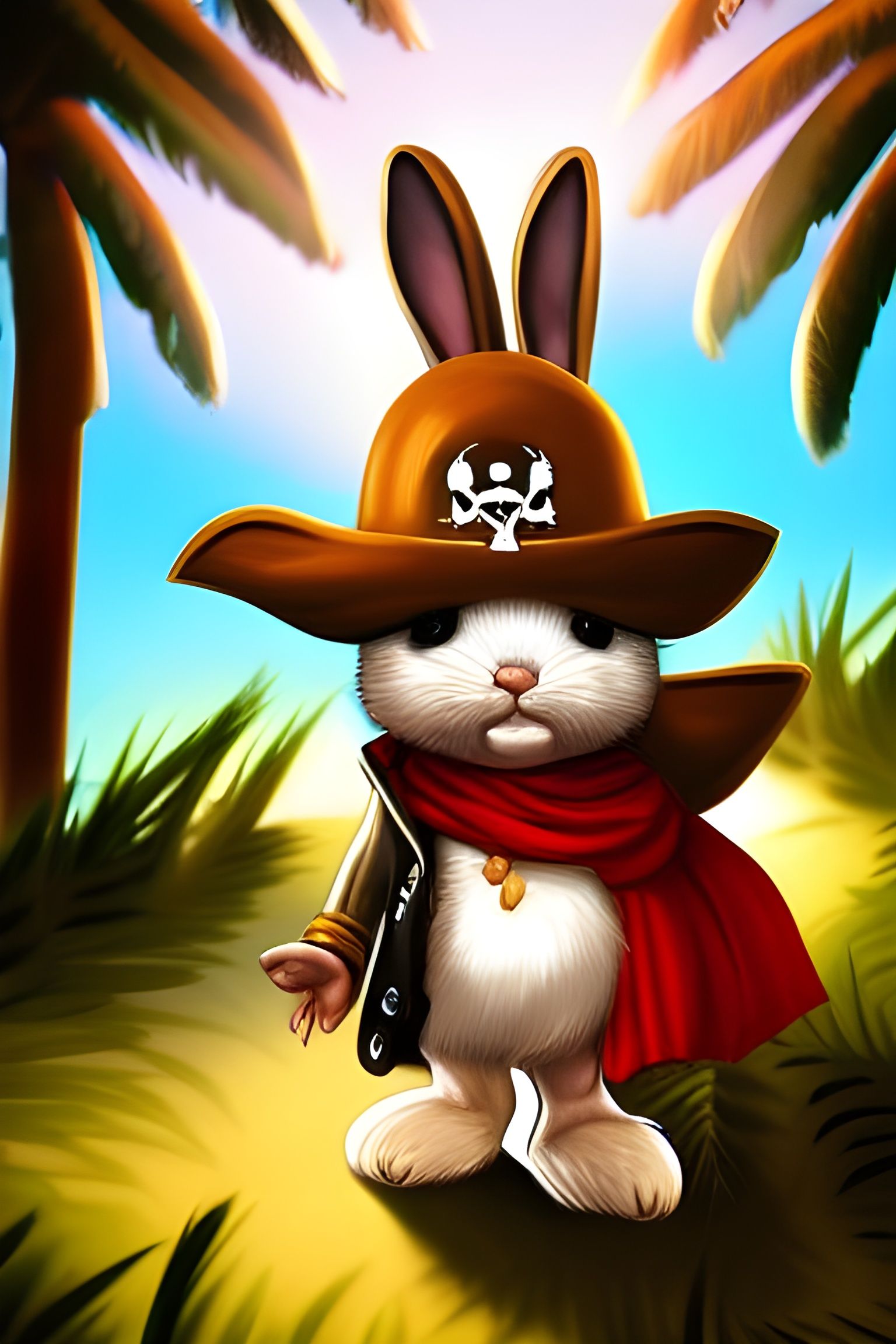 Cute Bunny Pirate in Dramatic Lighting