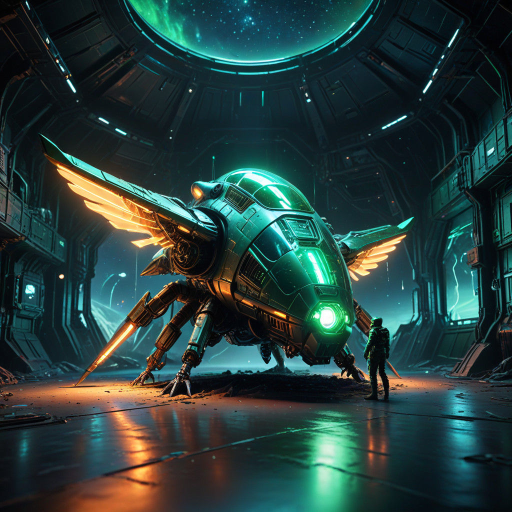 Cyberpunk Nativity Scene: Mechanical Angels and Cyborg Sheph...