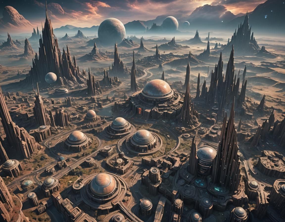 Epic Alien City in a Sci-Fi Galaxy