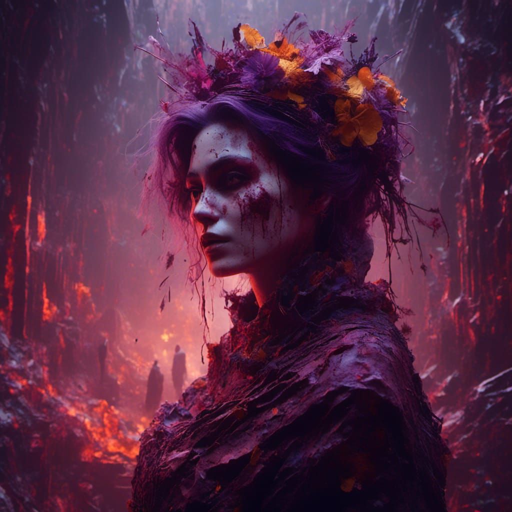 Dark Fantasy Digital Princess in Macabre Style