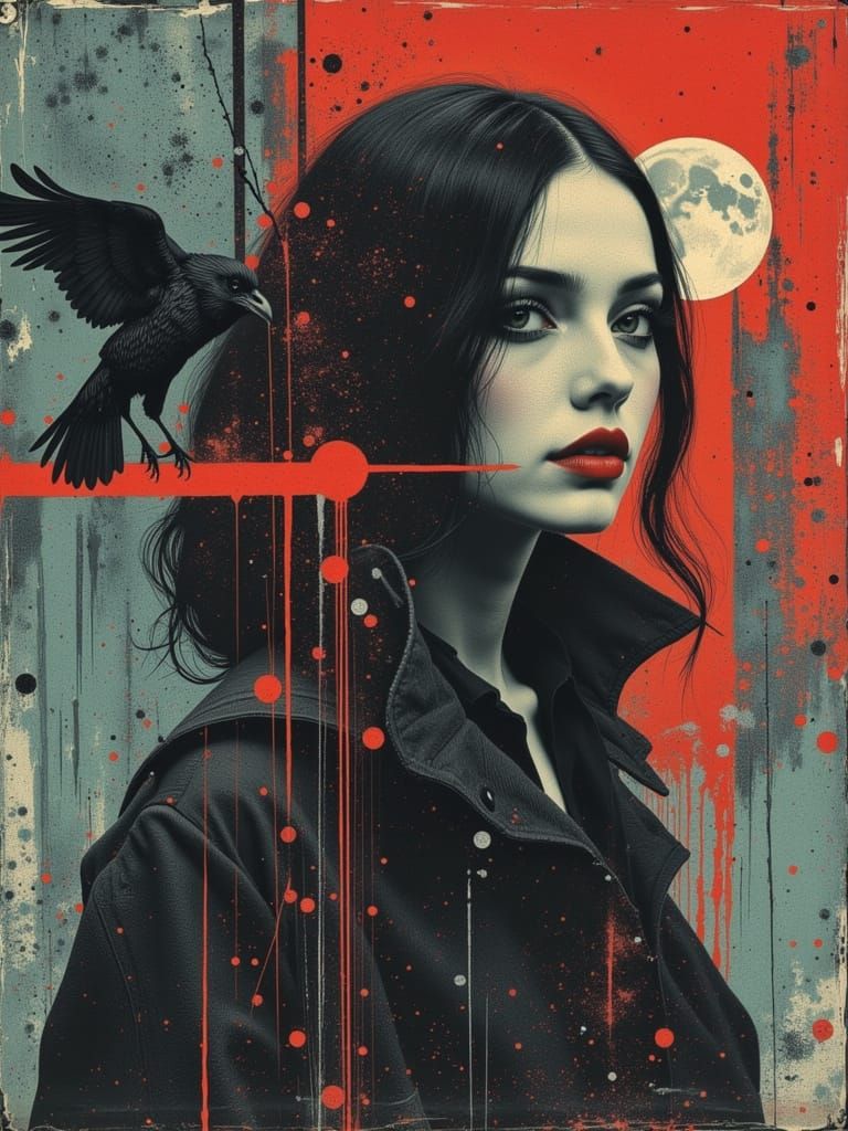 Gothic Grunge Woman in Surreal Abstract Style