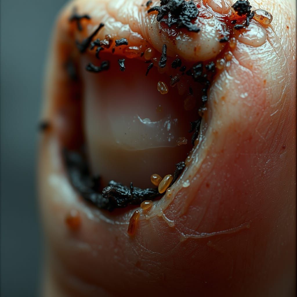 Microscopic Fingernail Detail in Cinematic Style