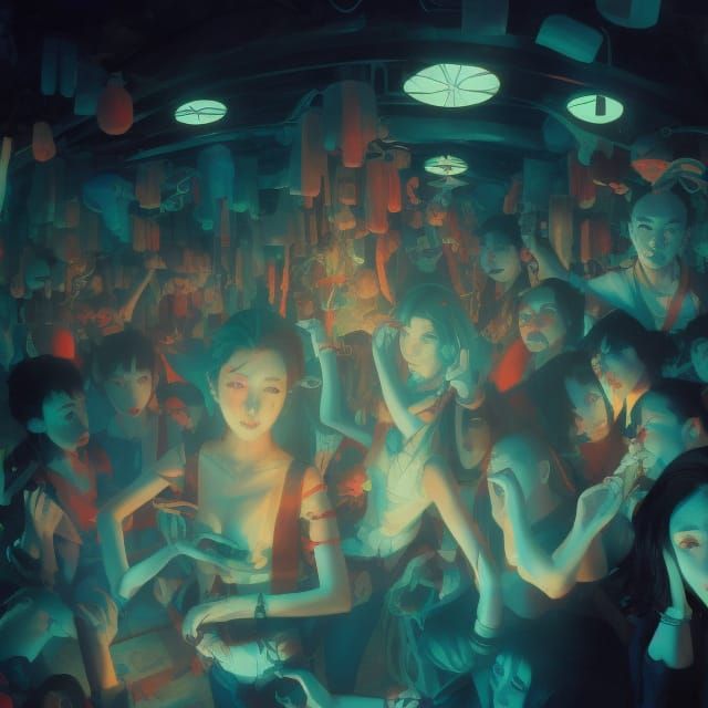 Vibrant Underground Techno Club Illustration
