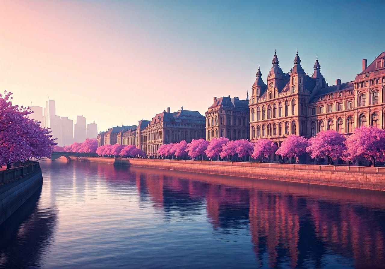 Whimsical Cityscape Dawn