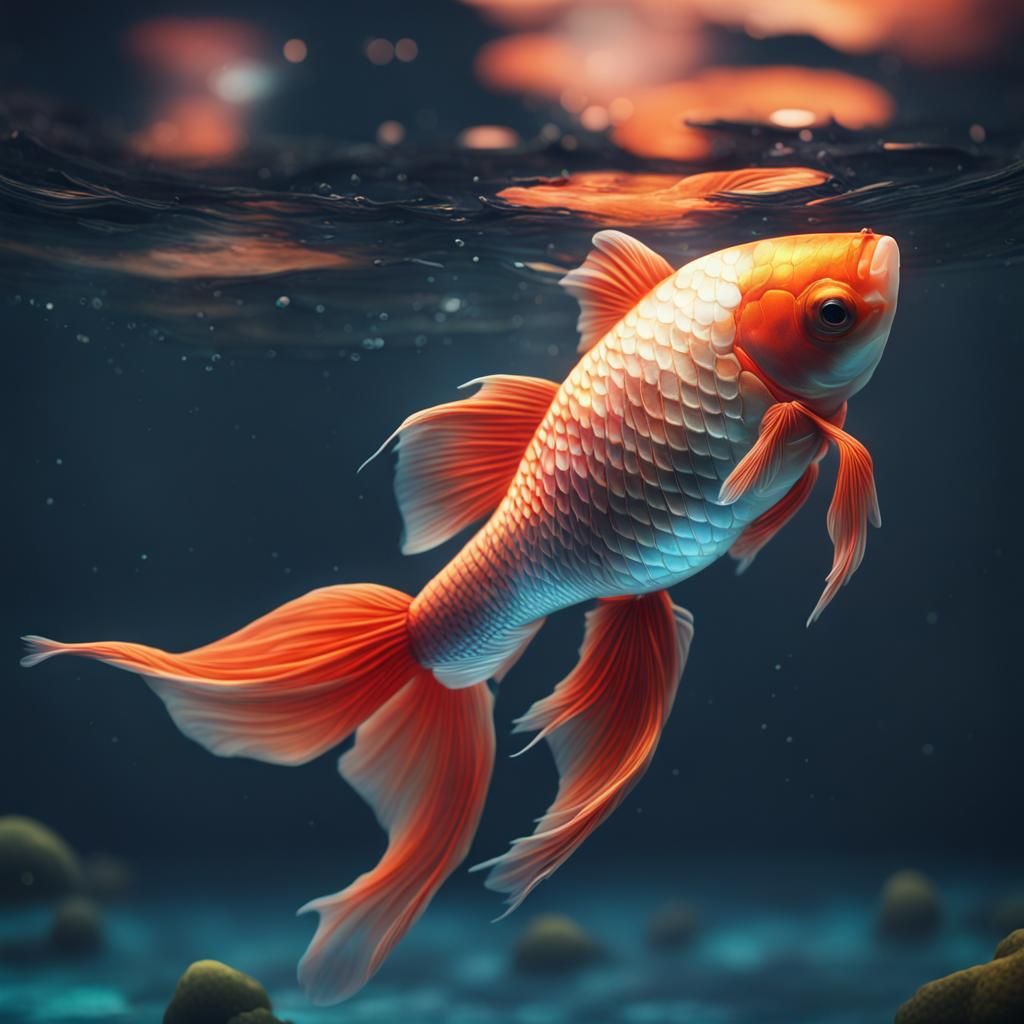 Surreal Koi Fish in Space Digital Artwork