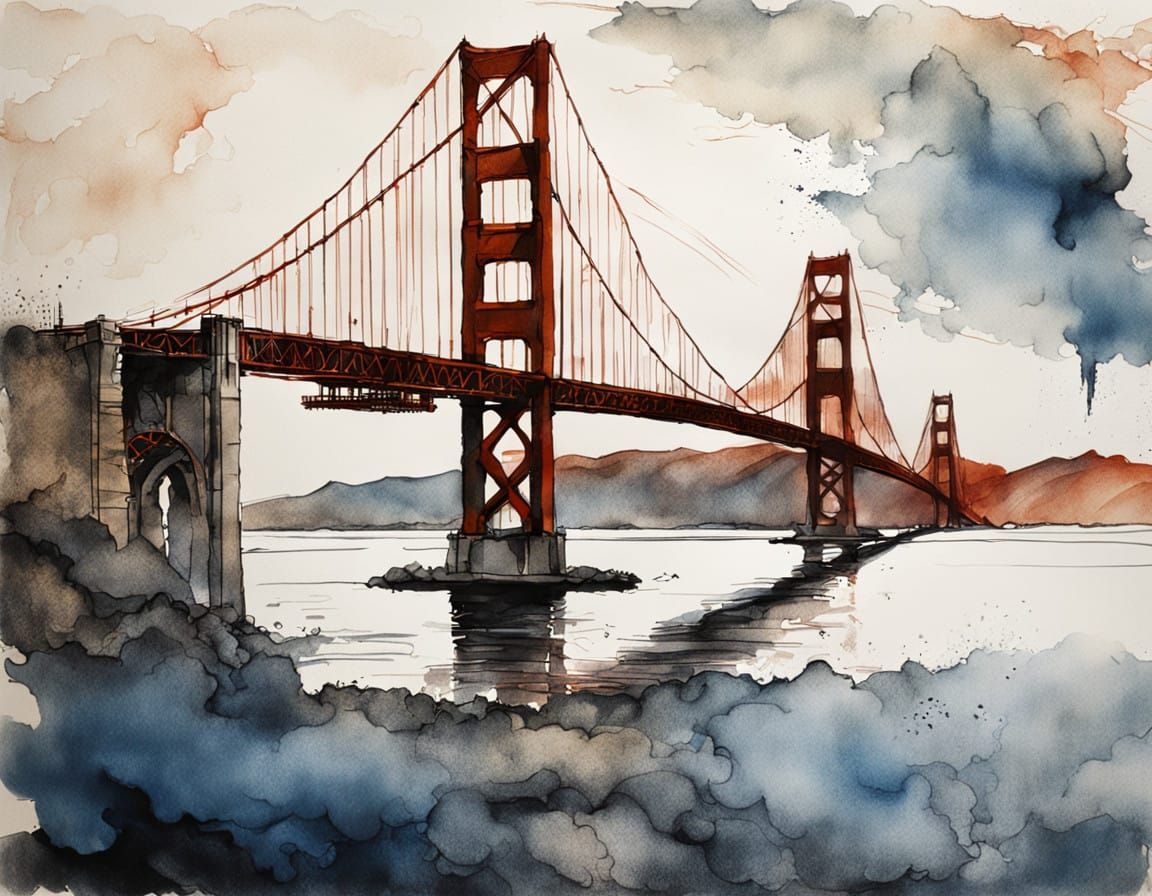 Ethereal Twilight on the Golden Gate Bridge, in Expressive I...