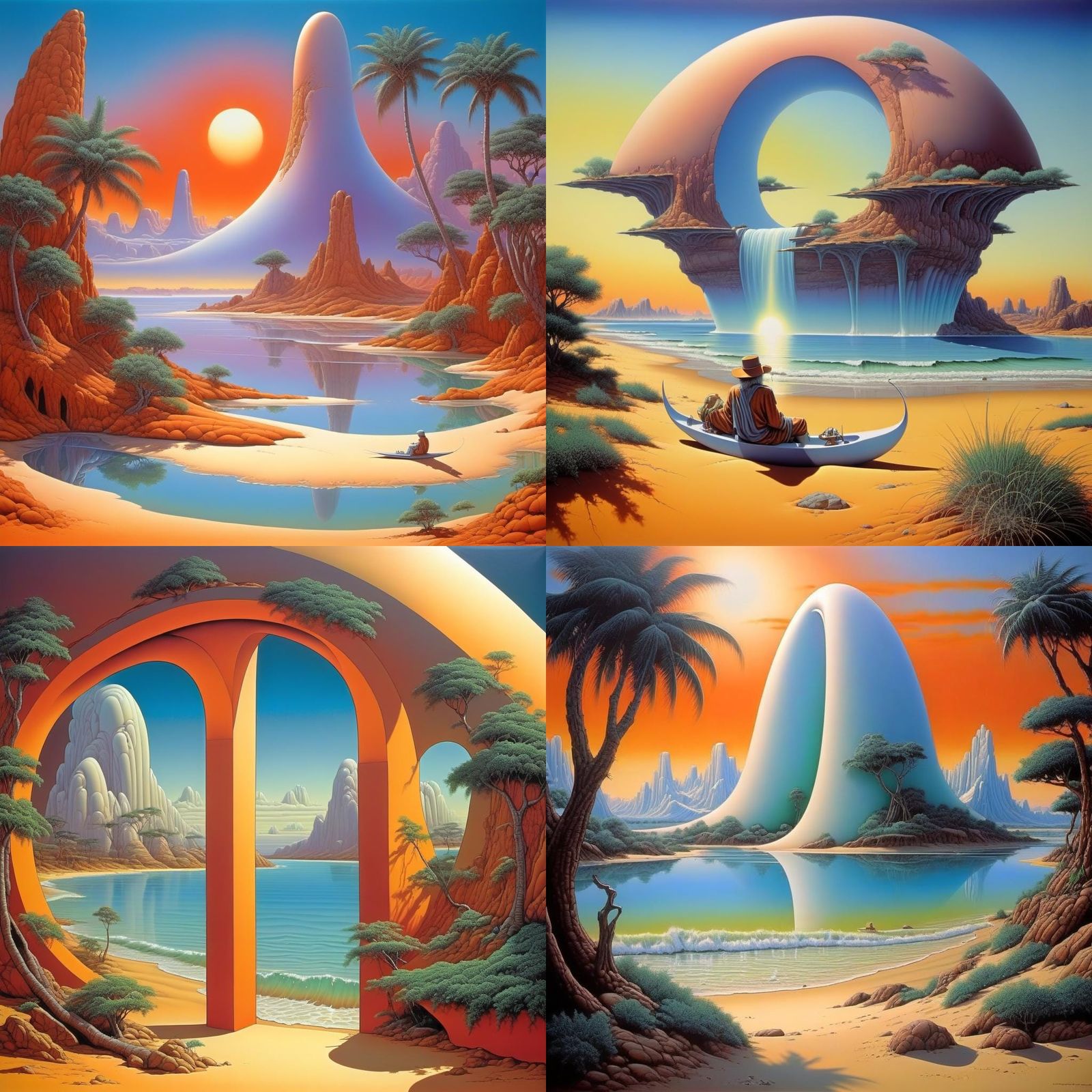 Moebius-Style 3D Airbrush Art: Paradise