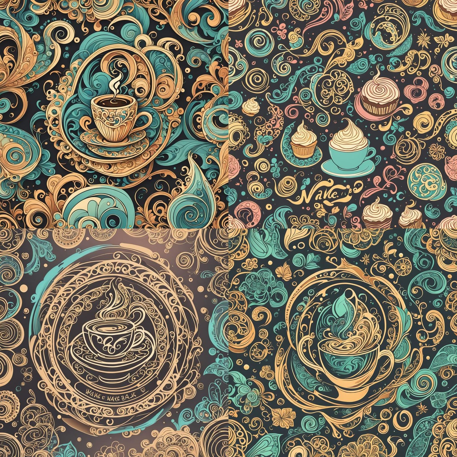 Pastel Cafe Logo with Abstract Baked Goods