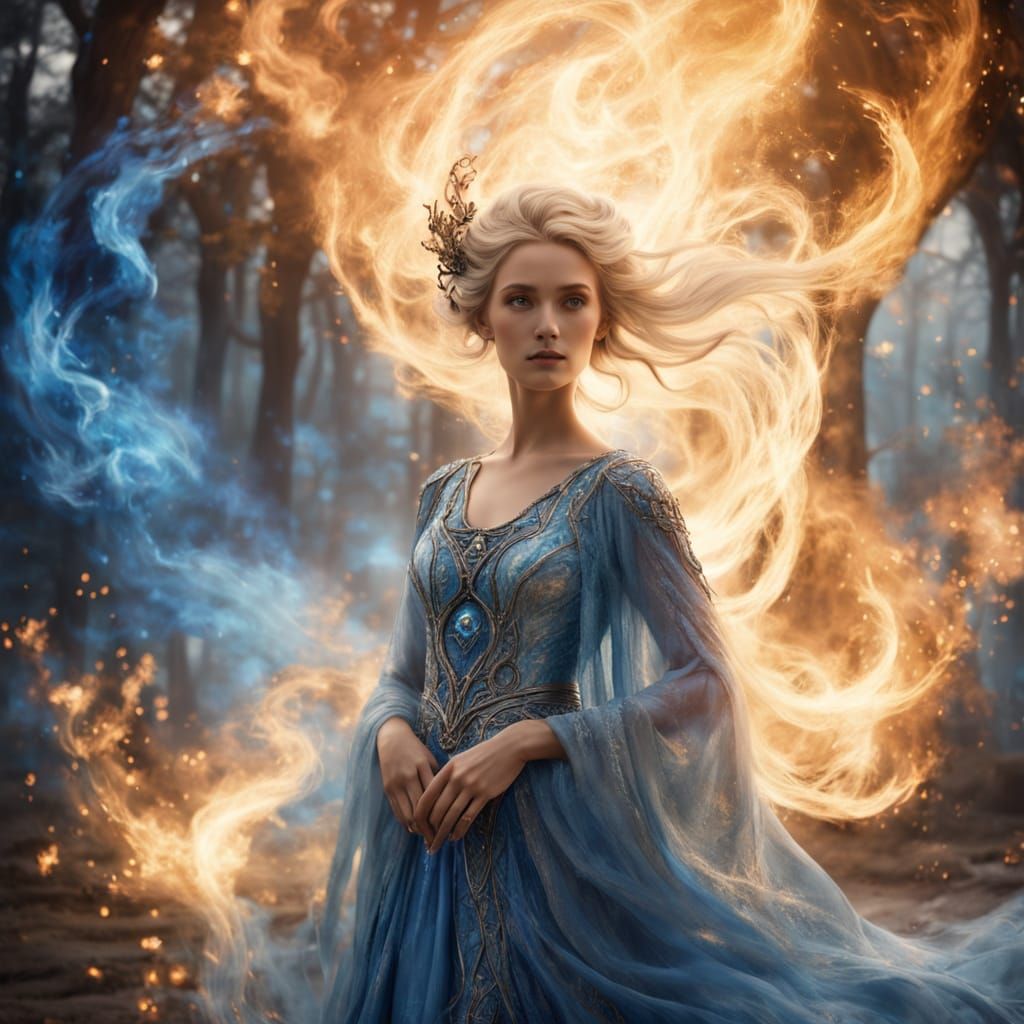 Celestial Fire Goddess in Enchanted Realm