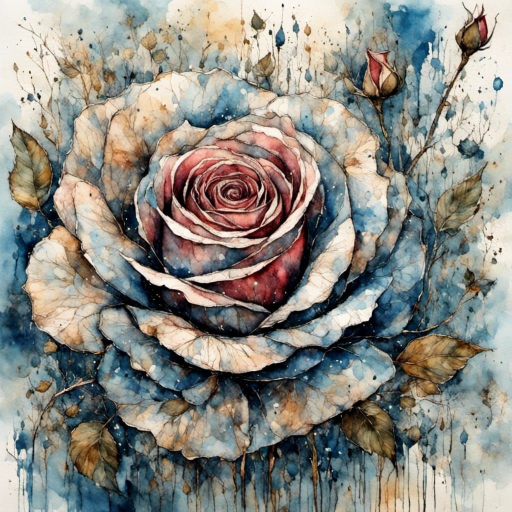 Rose in Art Brut Style: Delicate and Detailed