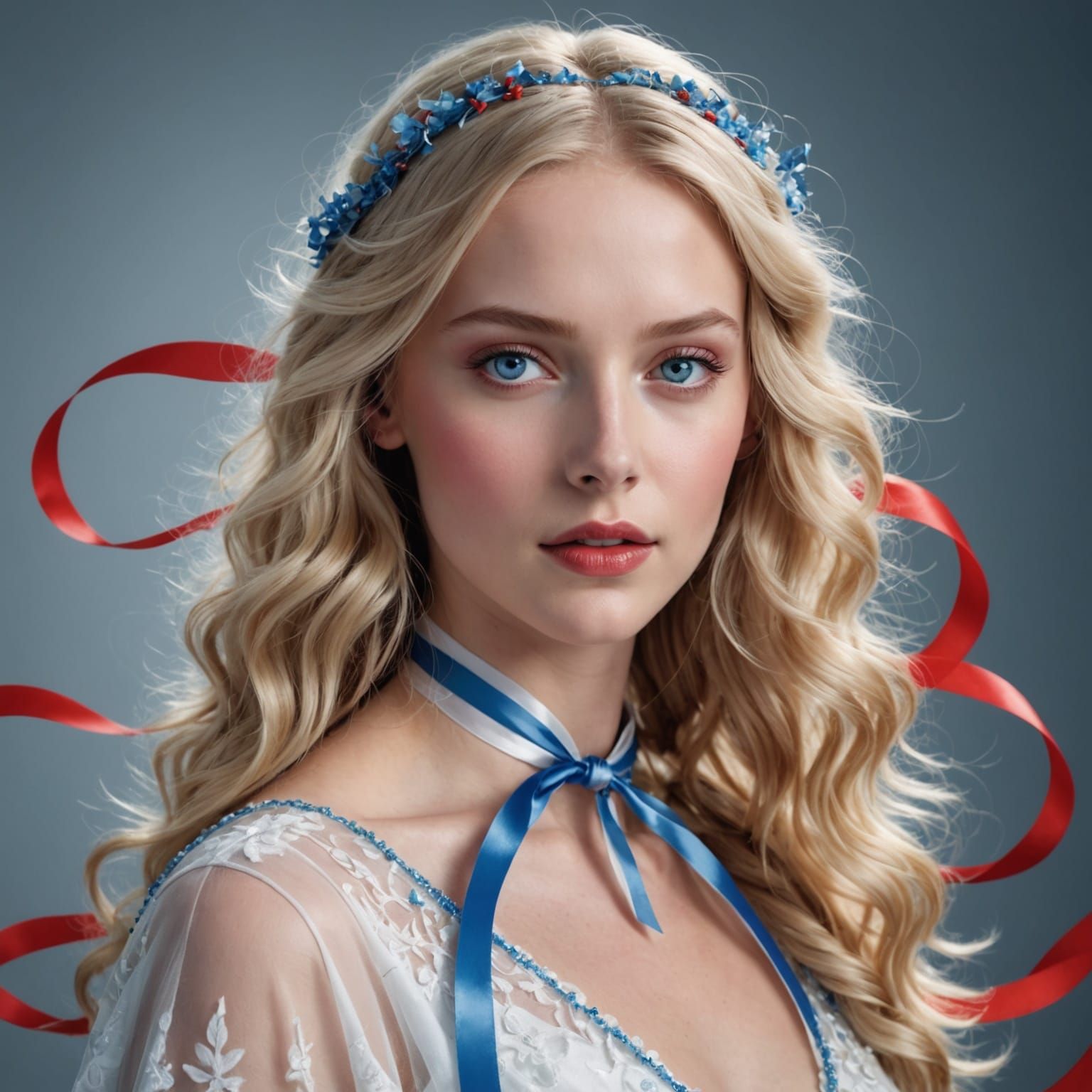 Graceful Woman with Double Exposure Landscape in 3D