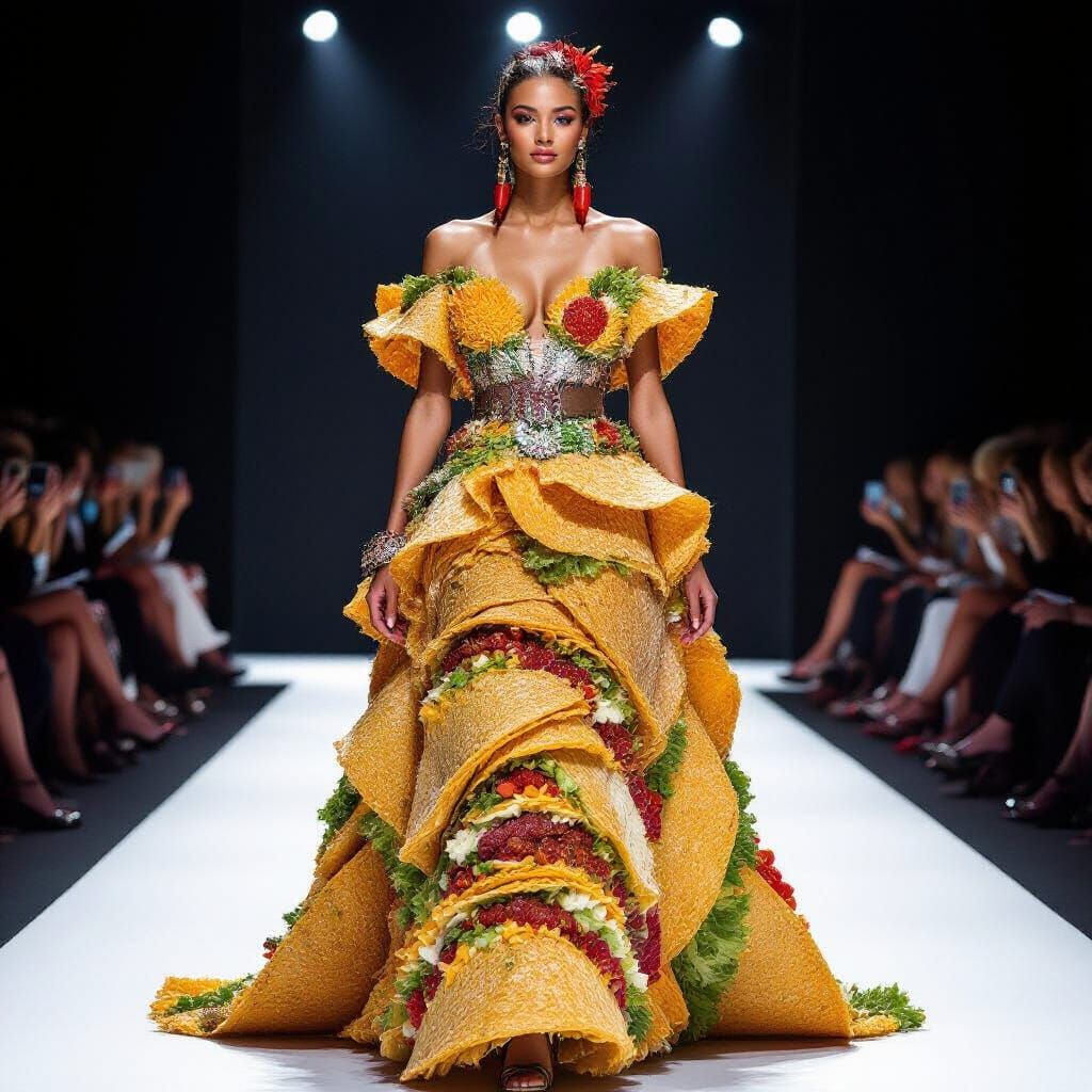 Taco Dress: Avant-Garde Haute Couture on Runway