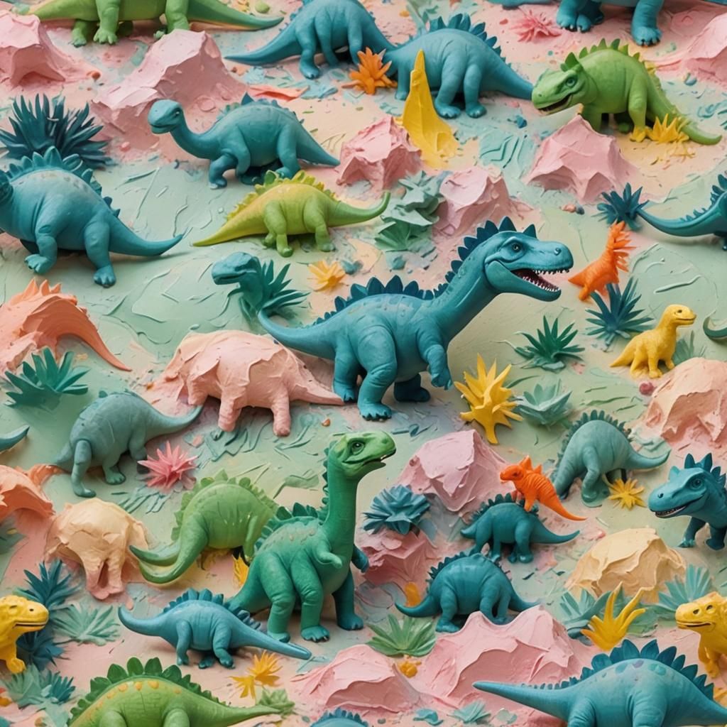 Dinosaur Squishmallow in Impressionist Style