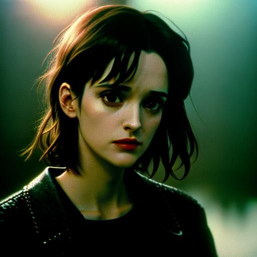 Winona Ryder Grunge Portrait: Cinematic Film Still