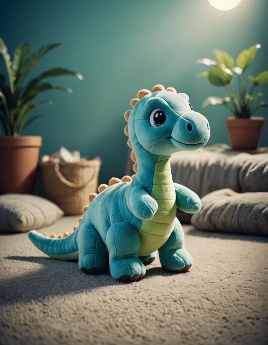 Fuzzy little apatosaurus plushie, soft toy, cute little stuffed animal, microfibre / sauropod, brontosaurus, long tail, ...