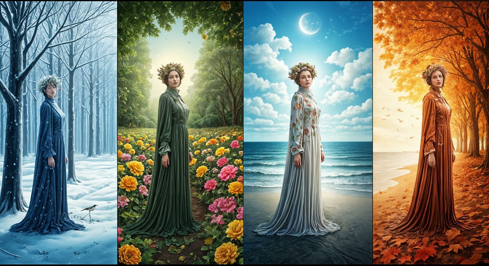 Sisters of the Seasons in Surrealistic Harmony