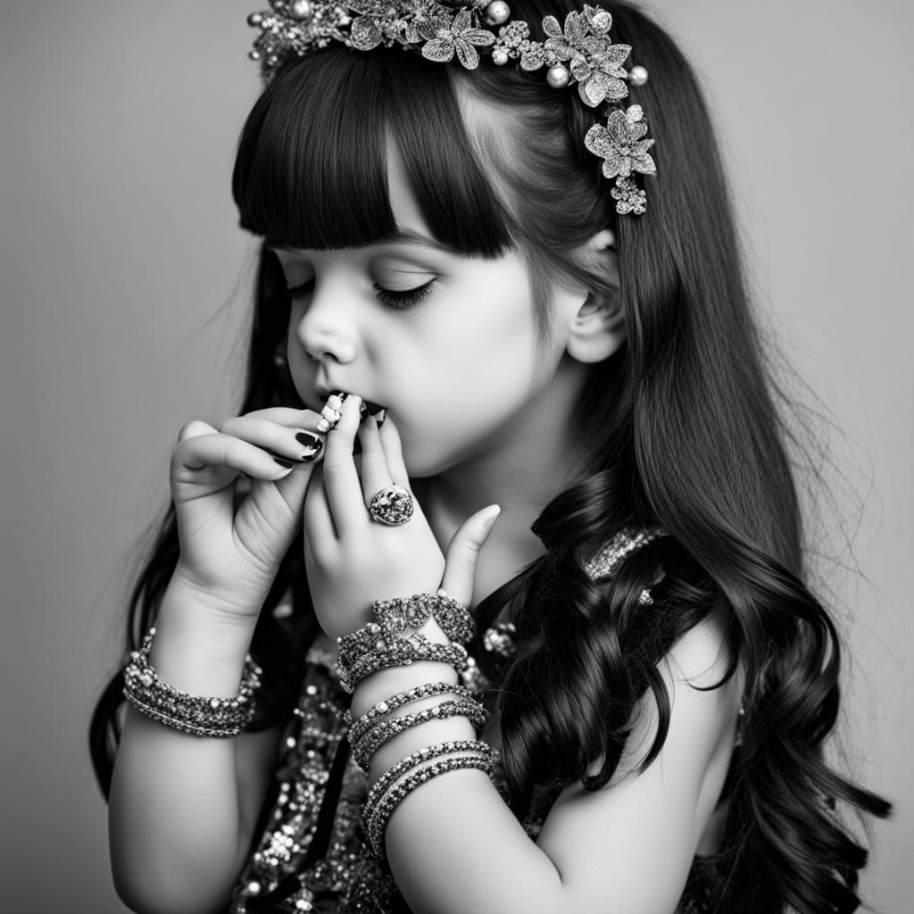 Emo Girl Kisses Nails, Digital Art