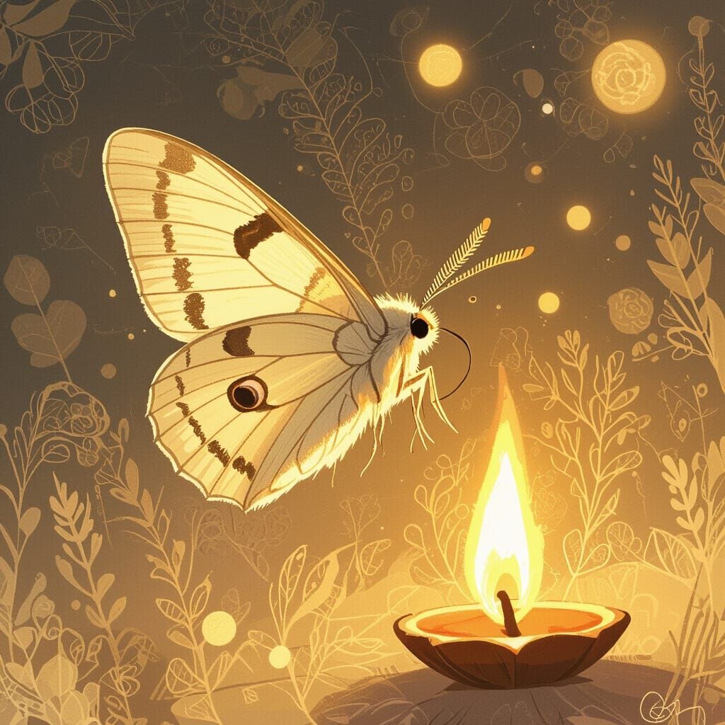 Moth to a Flame: Whimsical Digital Art
