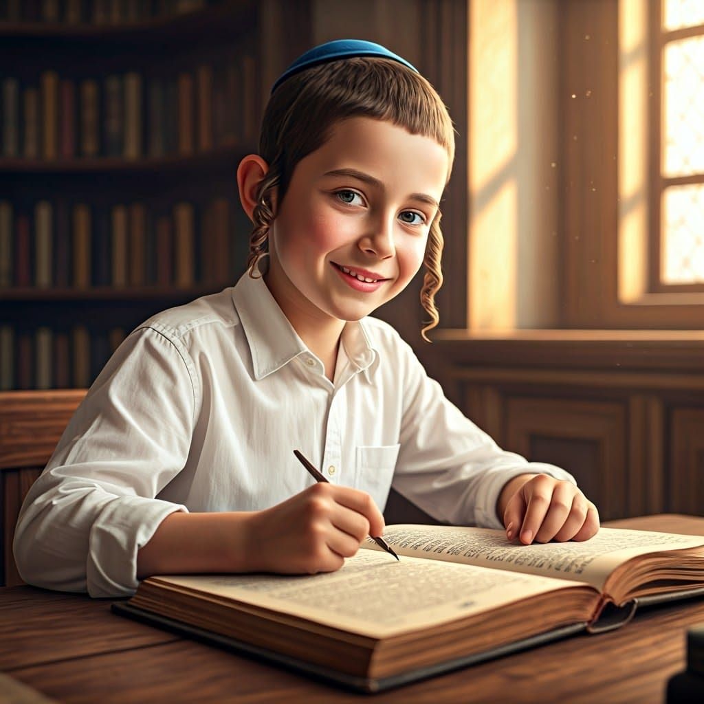 Boy Studying: Fantasy Concept Art in Warm Light