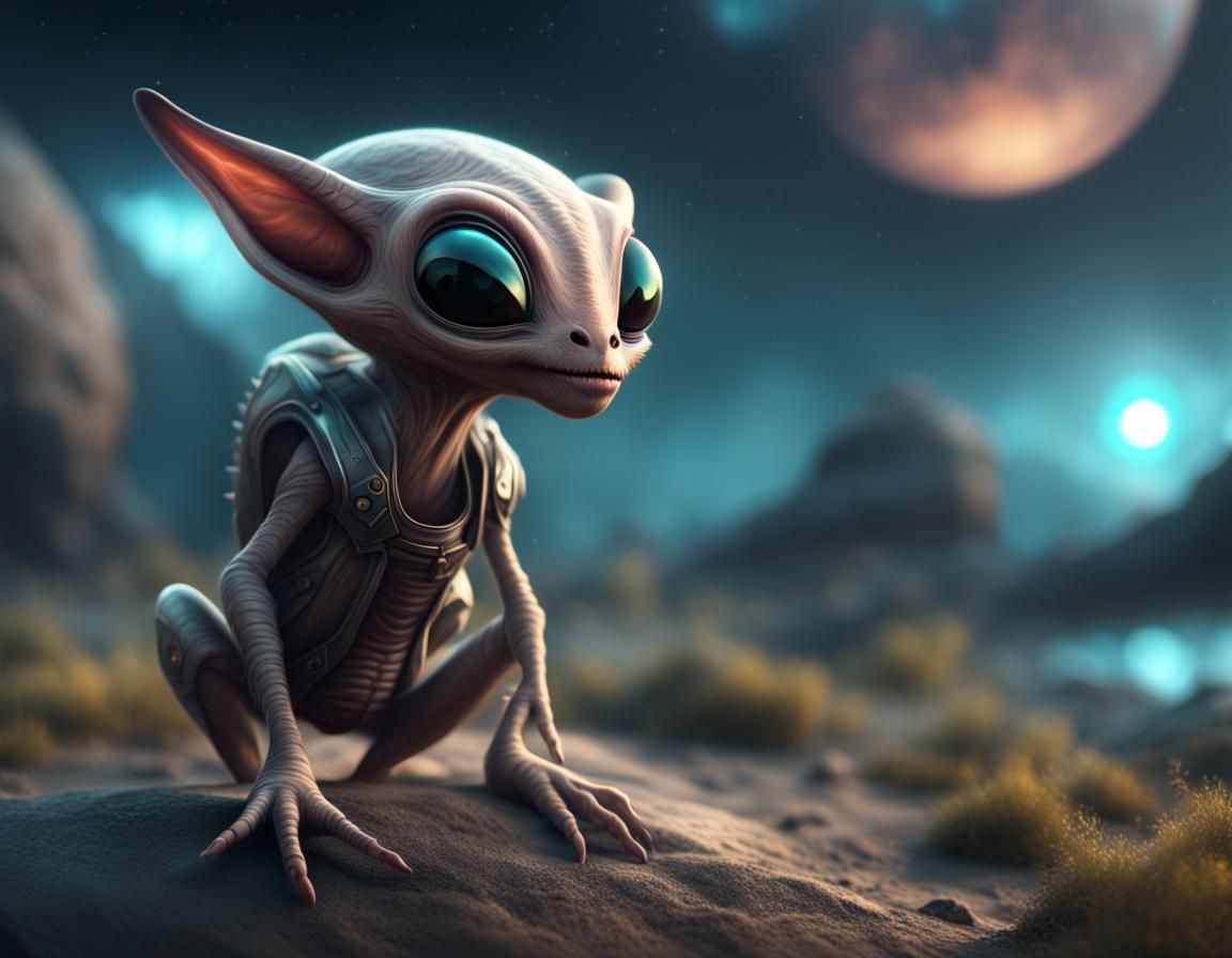 Adorable Alien Critter in Digital Matte Painting Style