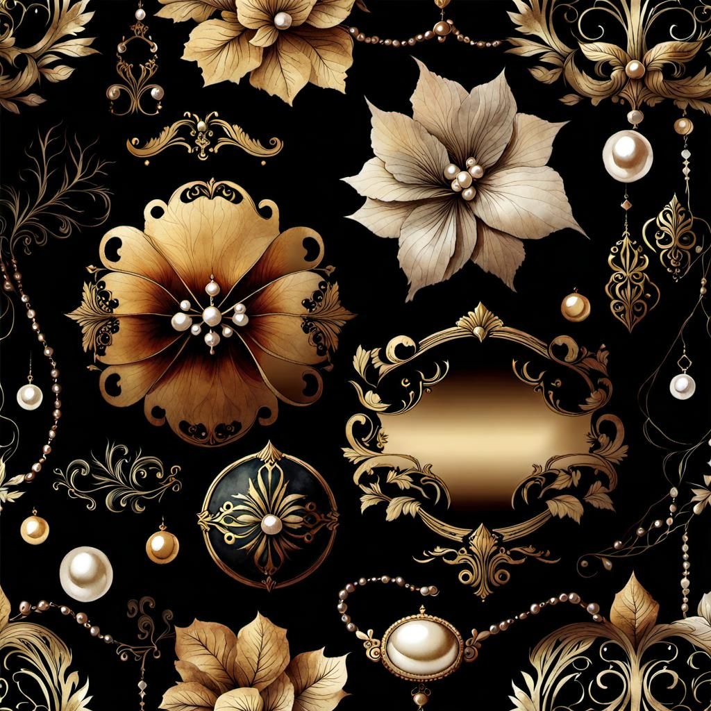 Vintage Victorian Floral Illustrations with Gothic Elements