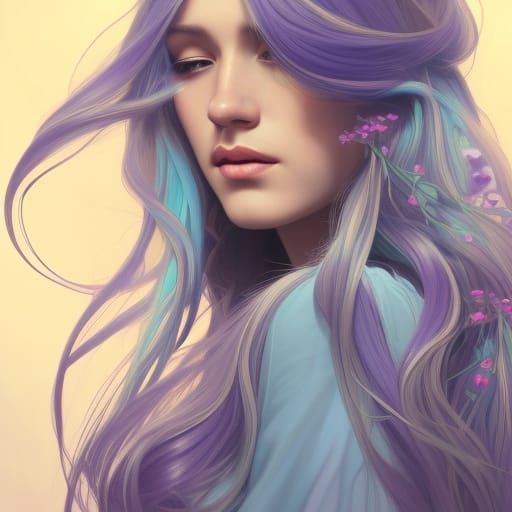 Floral Woman Portrait in Hyperdetailed Art Nouveau Style