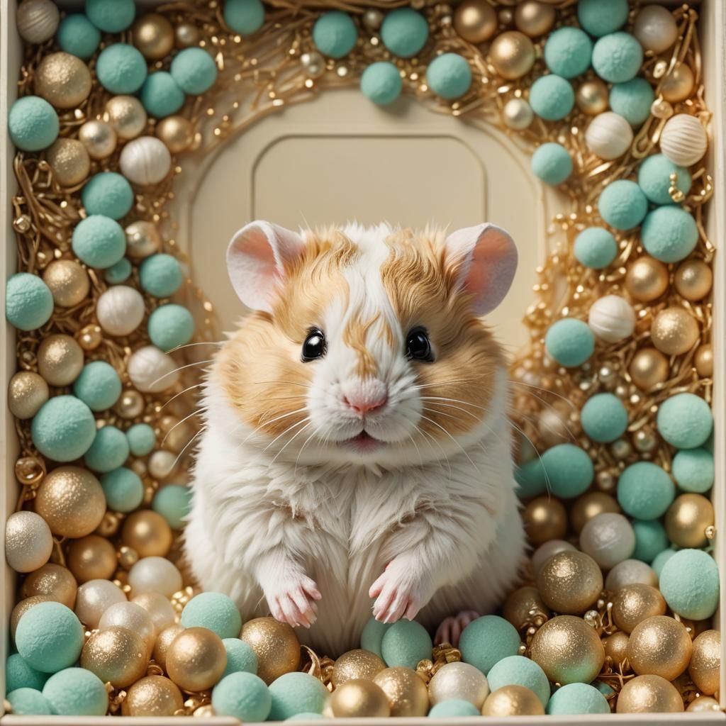 Cute Plush Hamster in Toy Box: Digital Painting