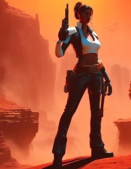 Han Solo Gender Swap in Space Opera Style