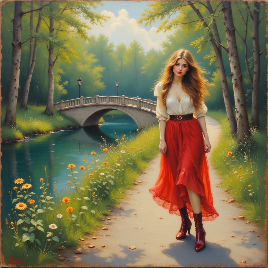 Ethereal Fantasy Woman in Oil Painting Style