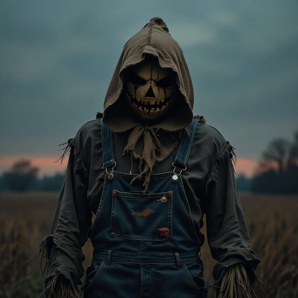 Menacing Halloween Scarecrow in Cinematic Style