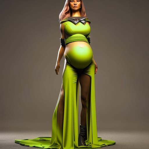 Futuristic Pregnant Police Officer: Dark Fantasy Art
