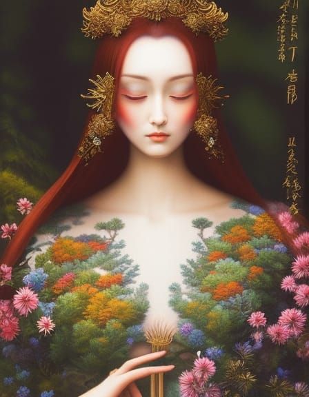 Woman Climbing Mountain at Sunset in Rich Colors