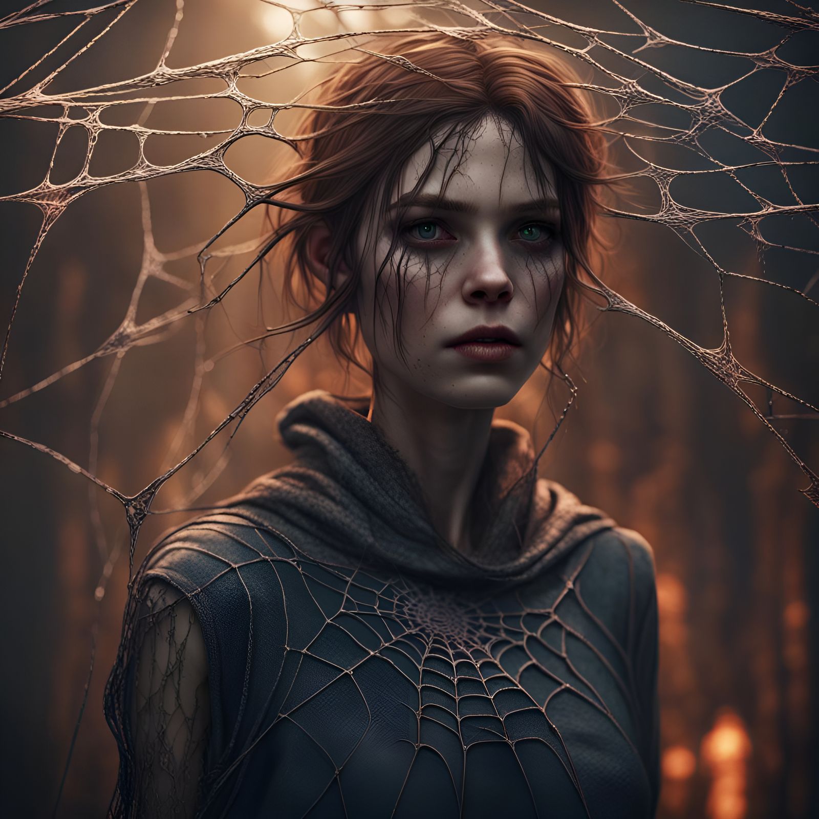 Girl Shrouded in Cobwebs: Fantasy Concept Art