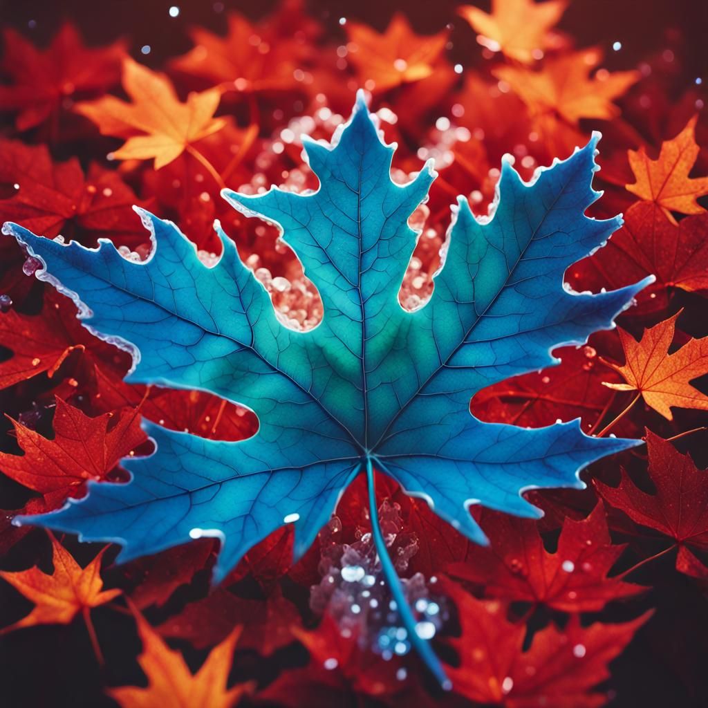 Double Exposure: Maple Leaf and Ocean Waves