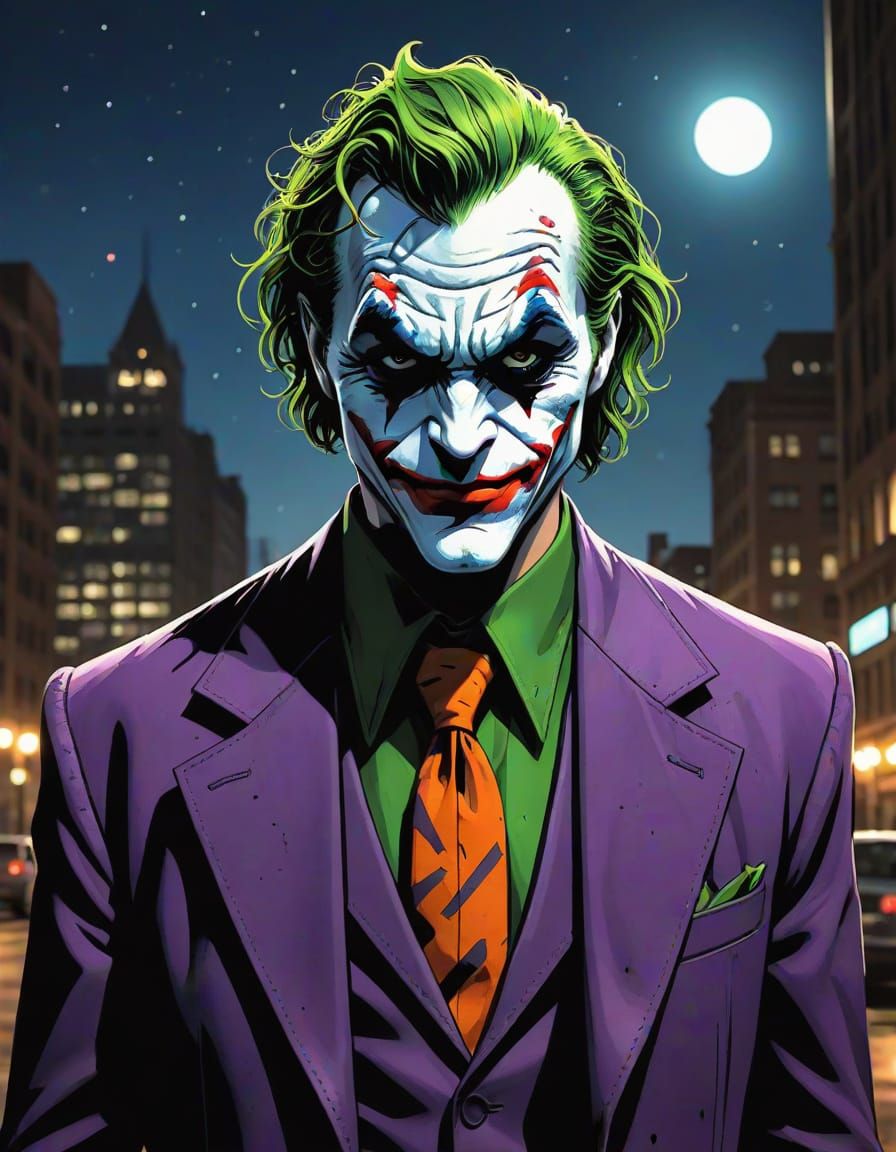 Joker in Gotham City: Comic Book Illustration