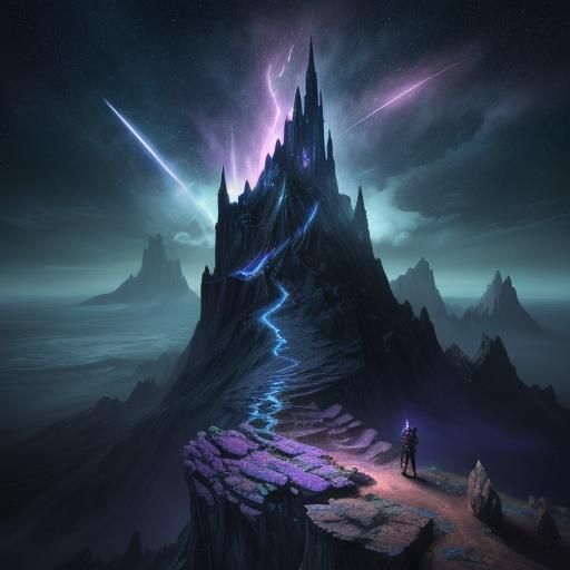 Epic Wizard Amidst Meteors in Fantasy Illustration