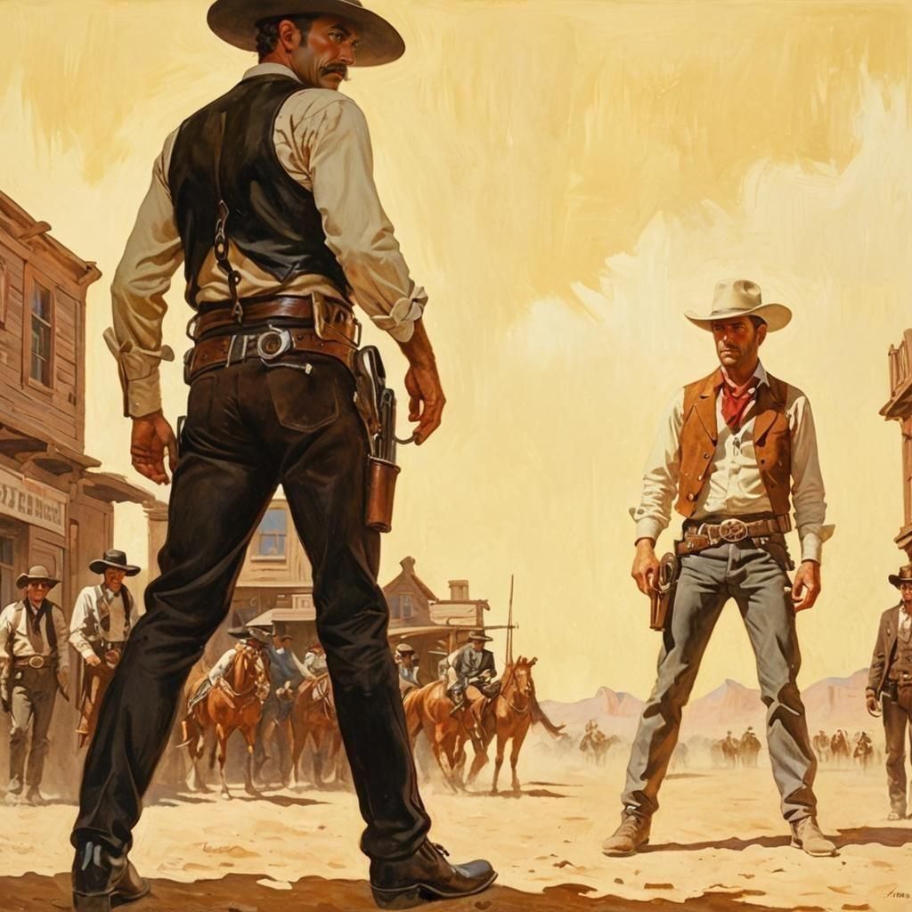 Noir Painting of a Wild West Duel