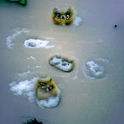 Furby Footprints in Fresh Snow: A Minimalist Scene