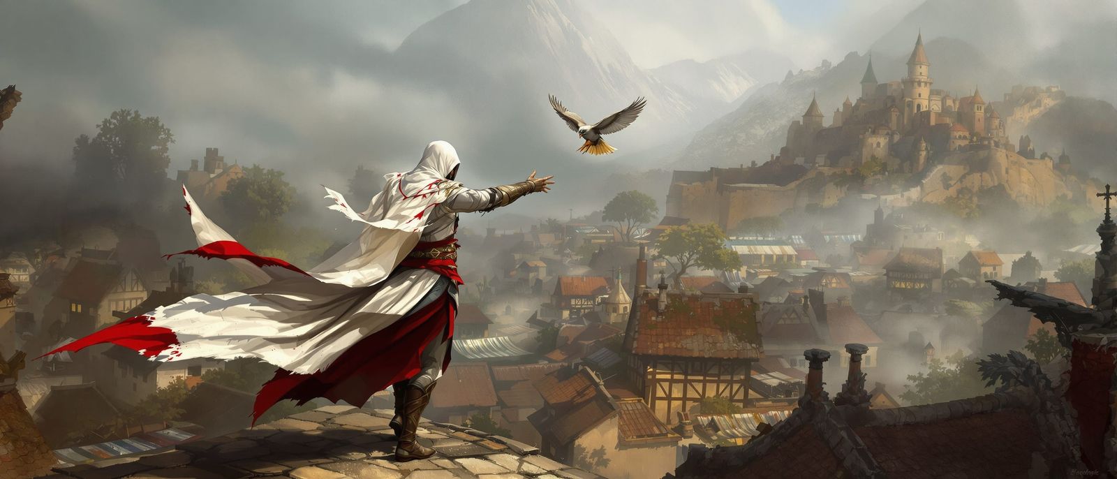Assassin's Creed Concept Art: Falcon and Rooftop