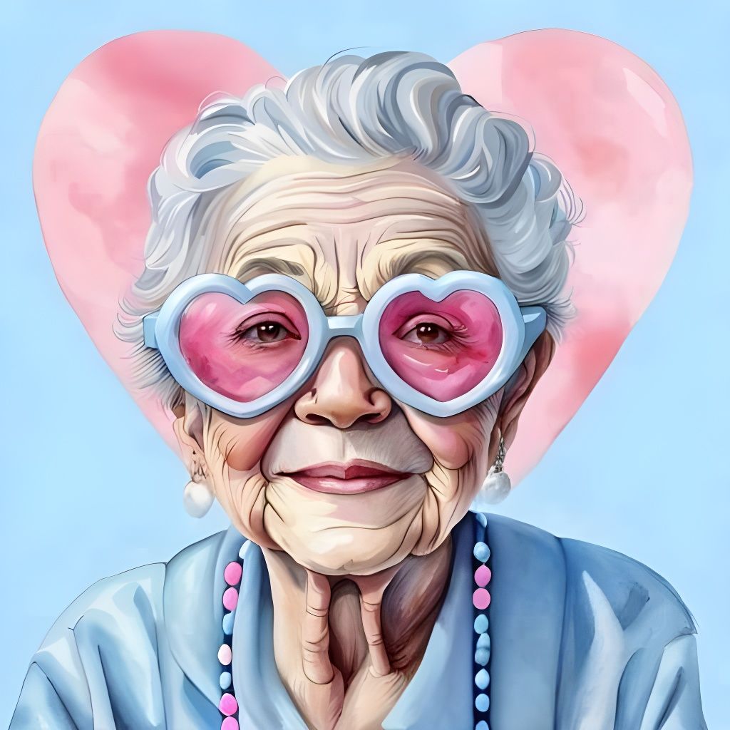 Funky Chic: Elderly Woman with Pearl Necklace