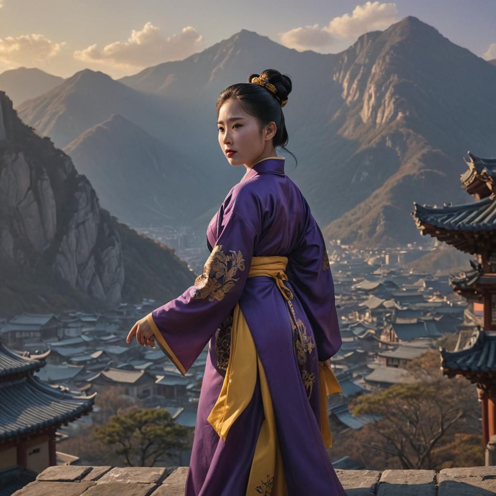 Regal Dark Fantasy Queen Amidst Ancient Temple Ruins