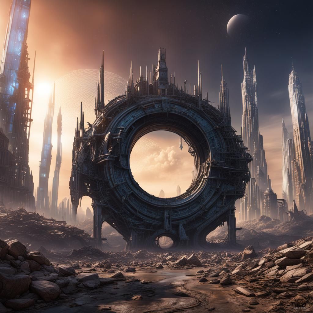 Stargate and Crumbling City at End of Time