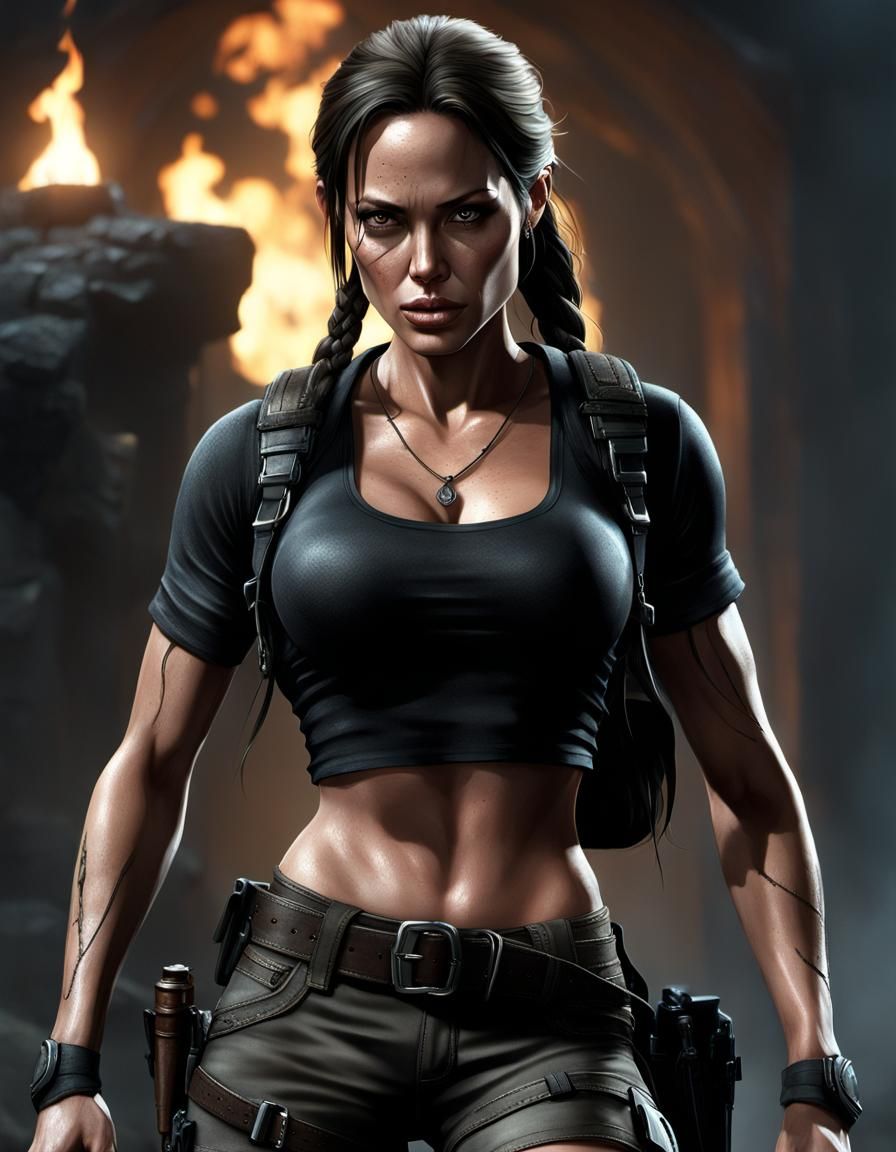 Angelina Jolie as Lara Croft in Dark Castle