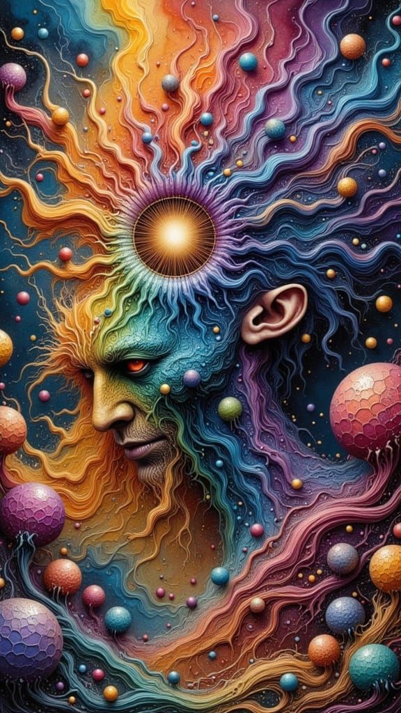 Surreal Rainbow Kingdoms Intertwined with Human Form